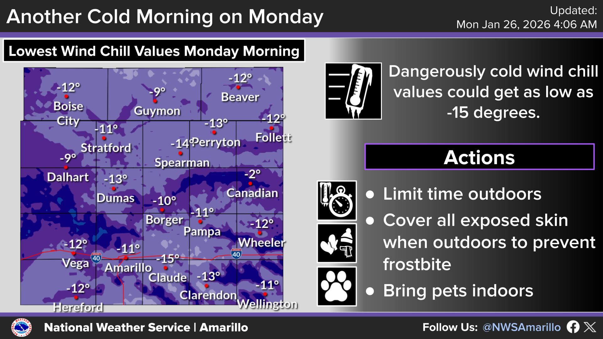 En el norte de Texas, la combinación de nieve ligera y niebla helada genera un riesgo inminente de hipotermia