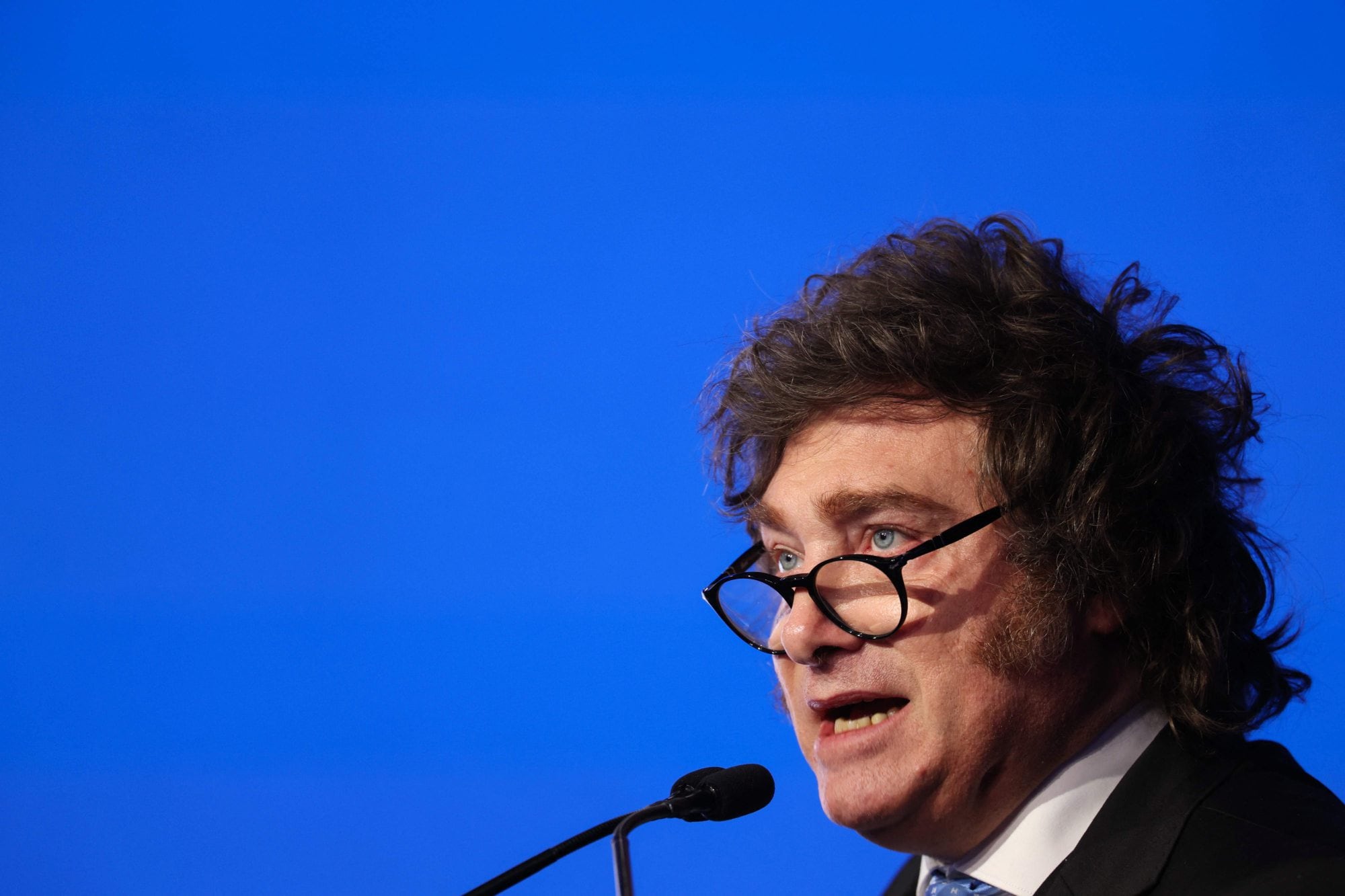 El presidente Javier Milei esta semana, en una conferencia en el Instituto Milken en Estados Unidos