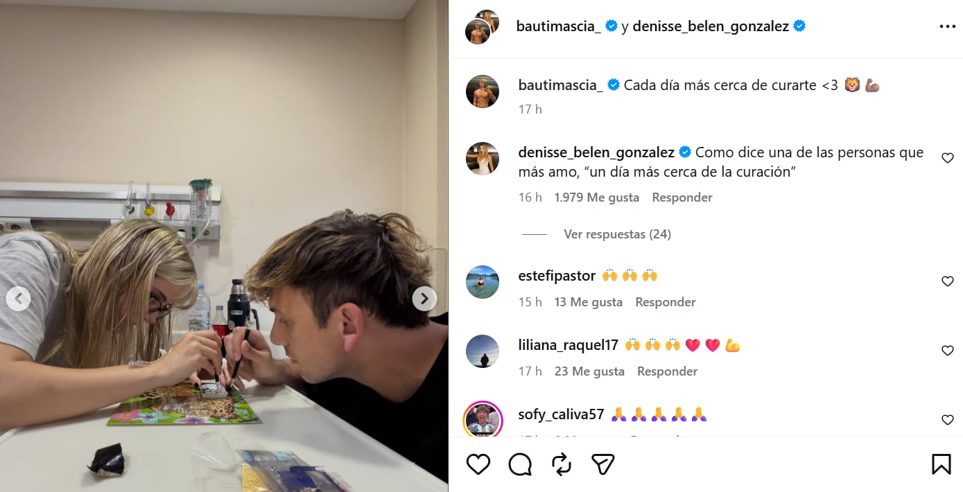 El tierno posteo de Bautista sobre los días de Denisse internada