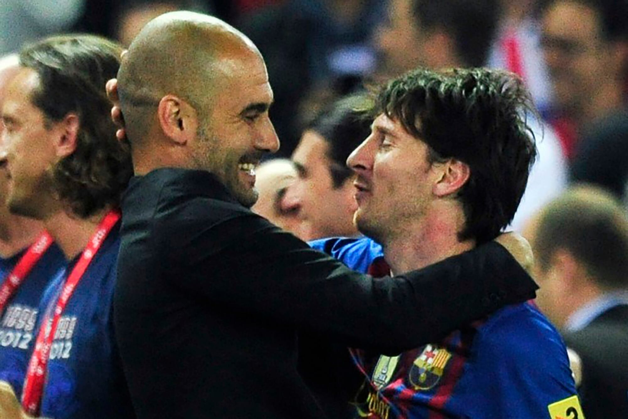 Lionel Messi y Pep Guardiola