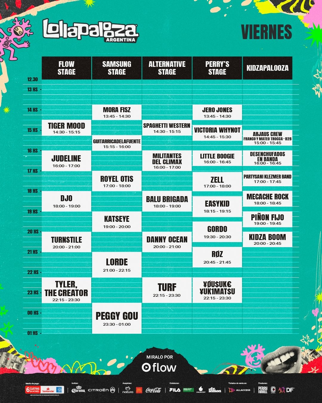 Estos son los artistas del viernes 13 de marzo