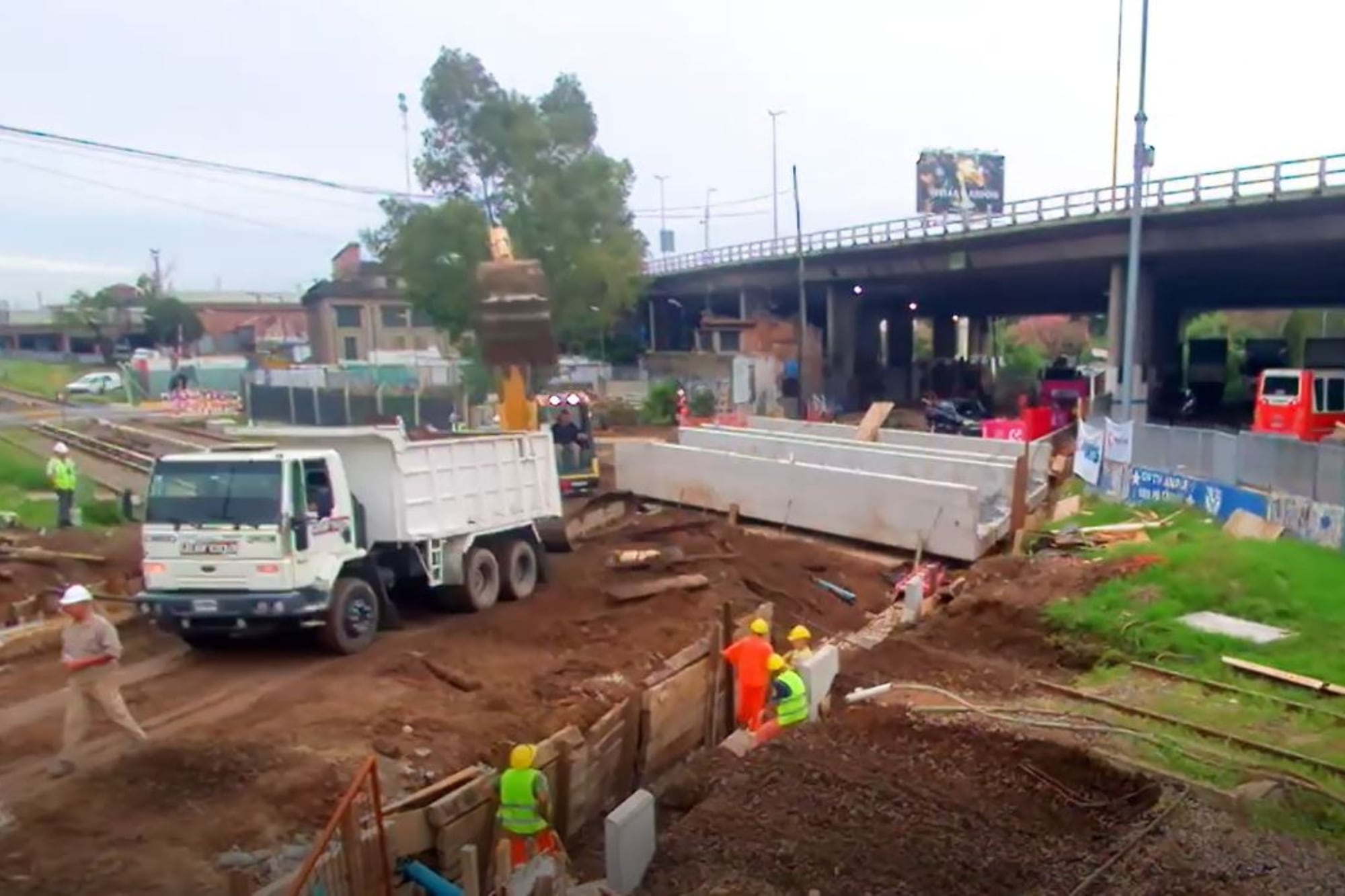 Los trabajos sobre las vías del tren Sarmiento