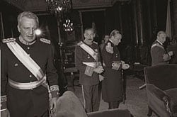 Leopoldo Galtieri, Jorge Rafael Videla, Emilio Massera y Omar Graffigna. Una reunión de la Junta Militar en el Congreso, en 1979.