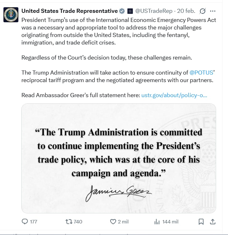 X de la oficina del Representante Comercial de EE.UU.