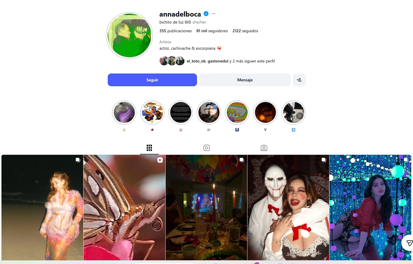 El perfil de Instagram de Anna Chiara con más de 80 mil seguidores