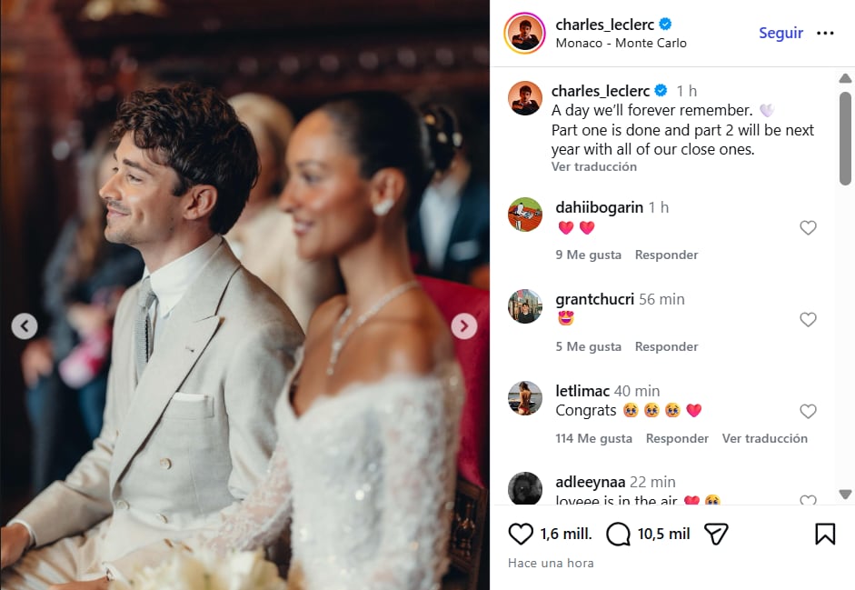 La publicación de Charles en sus redes sociales