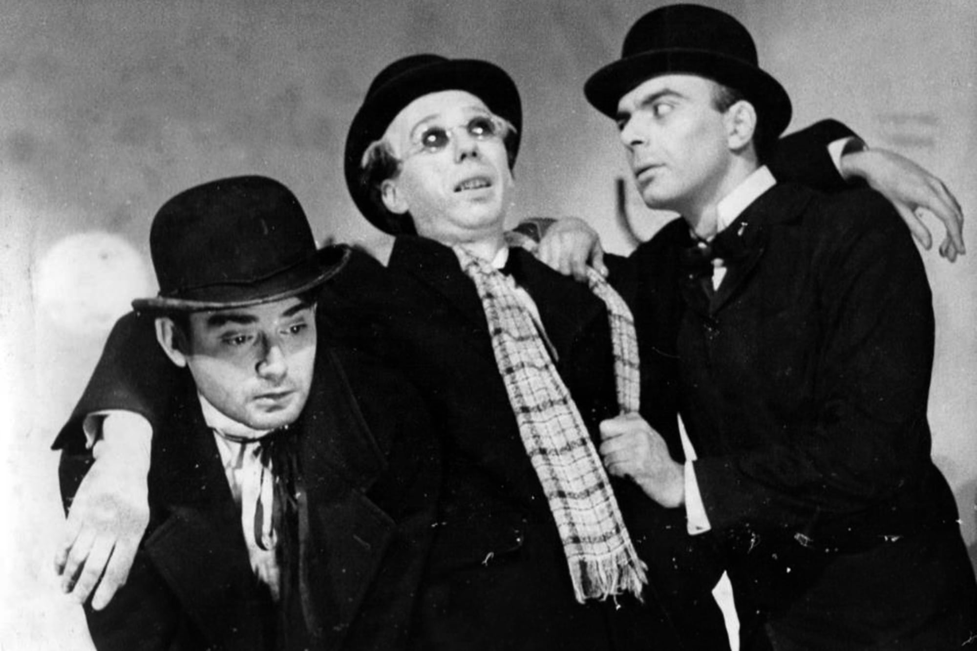 Jorge Petraglia, Roberto Villanueva y Leal Rey en la primera puesta de Esperando a Godot en el mundo hispano