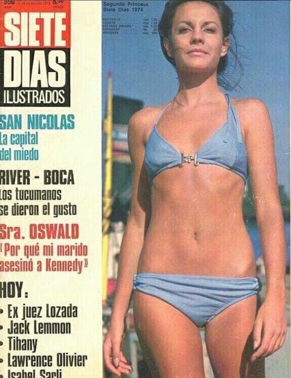 Mónica Gonzaga, en una tapa de Siete Días Ilustrados a mediados de los años 70, cuando su figura empezaba a destacarse en el modelaje y su nombre ganaba presencia en el mundo del espectáculo argentino
