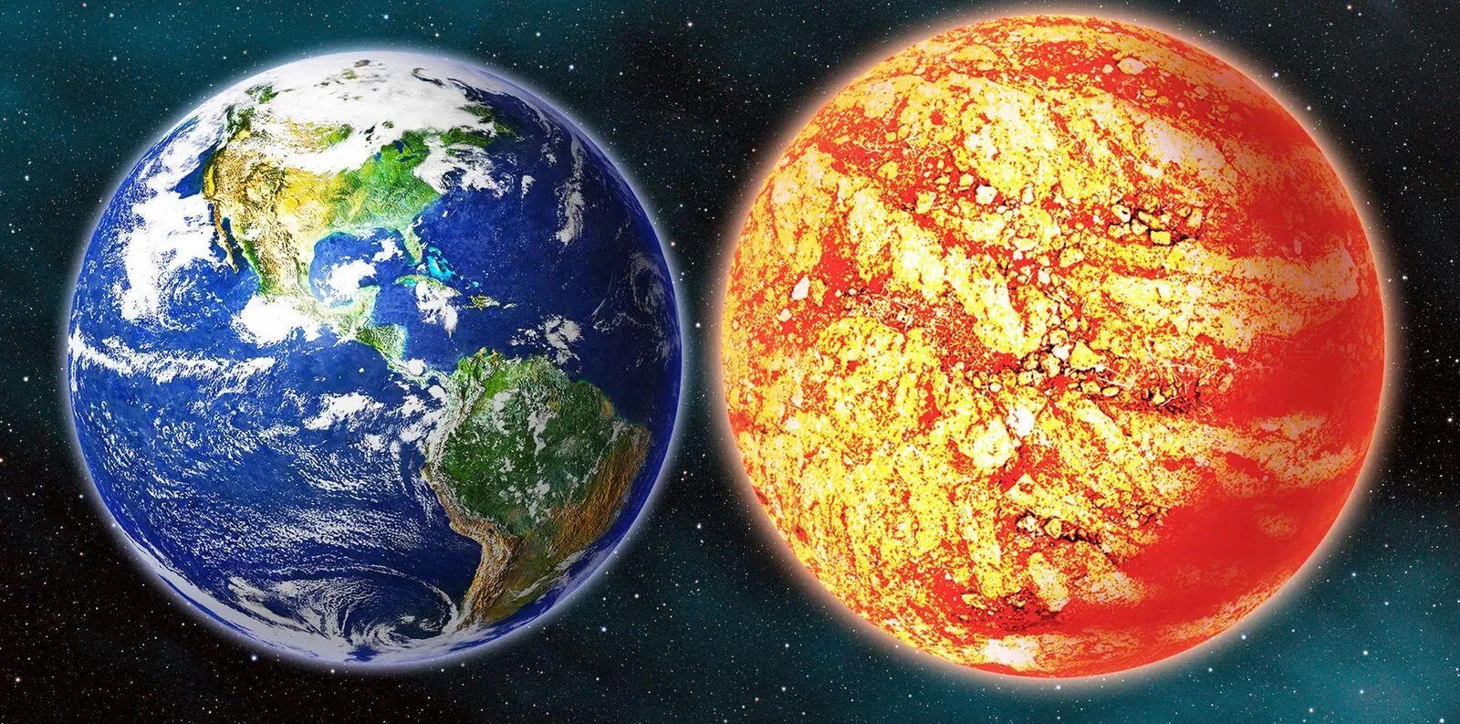 Kepler 78b (derecha) no es mucho más grande que la Tierra, pero es un mundo infernalmente caliente que orbita su estrella muy rápido
Por: David A. Aguilar/ CfA