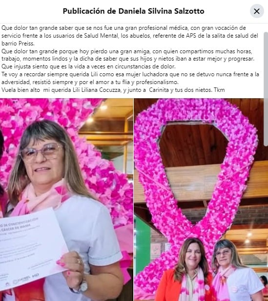 El mensaje publicado por la intendenta de Catriel, Daniela Silvina Salzotto, en su perfil de Facebook