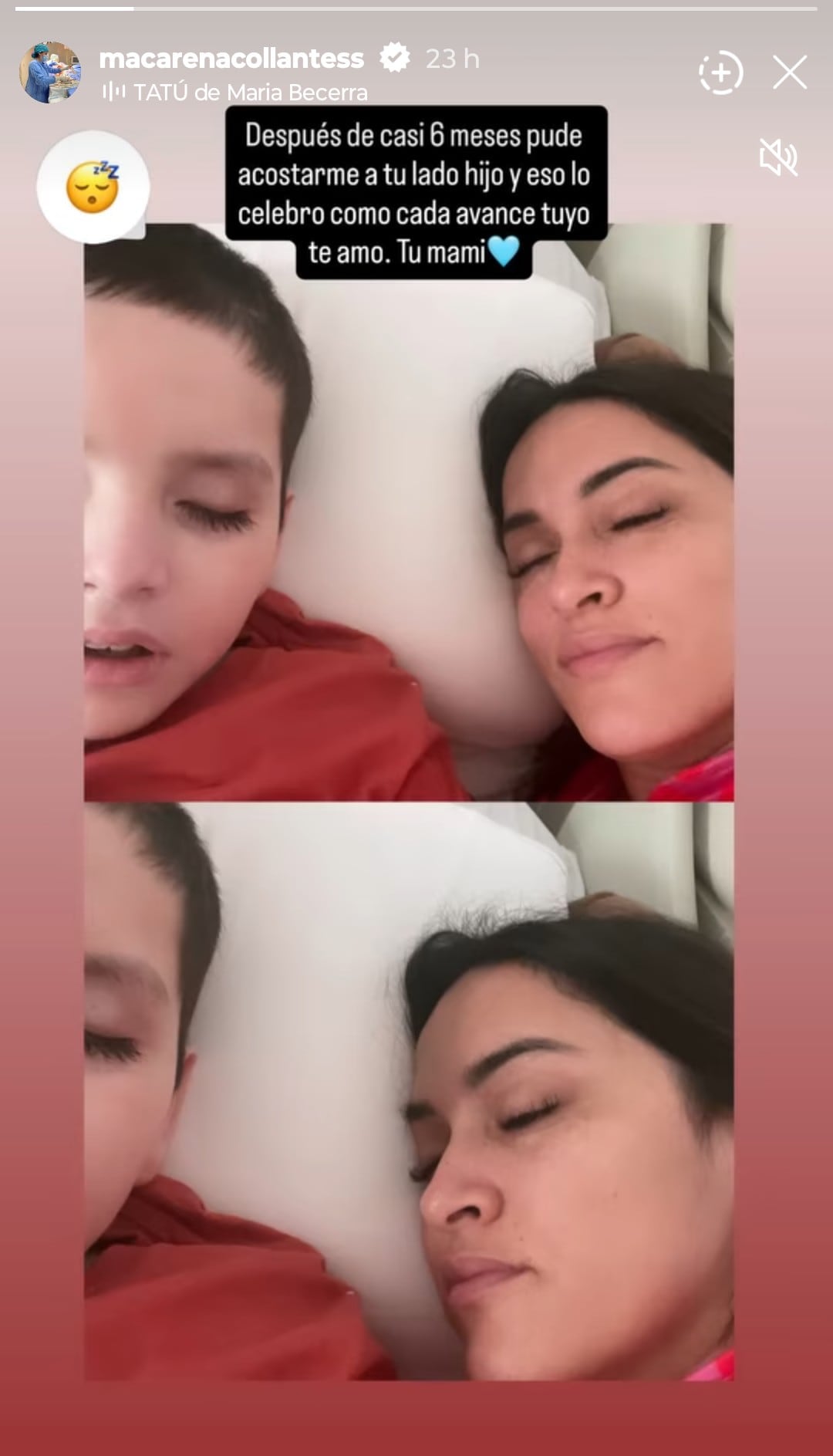 Bastián con su madre, Macarena Collantes, en el centro de rehabilitación