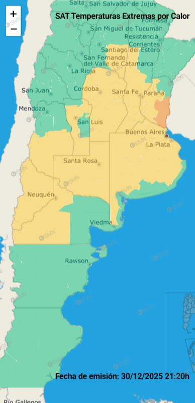 Las alertas por calor para este miércoles.