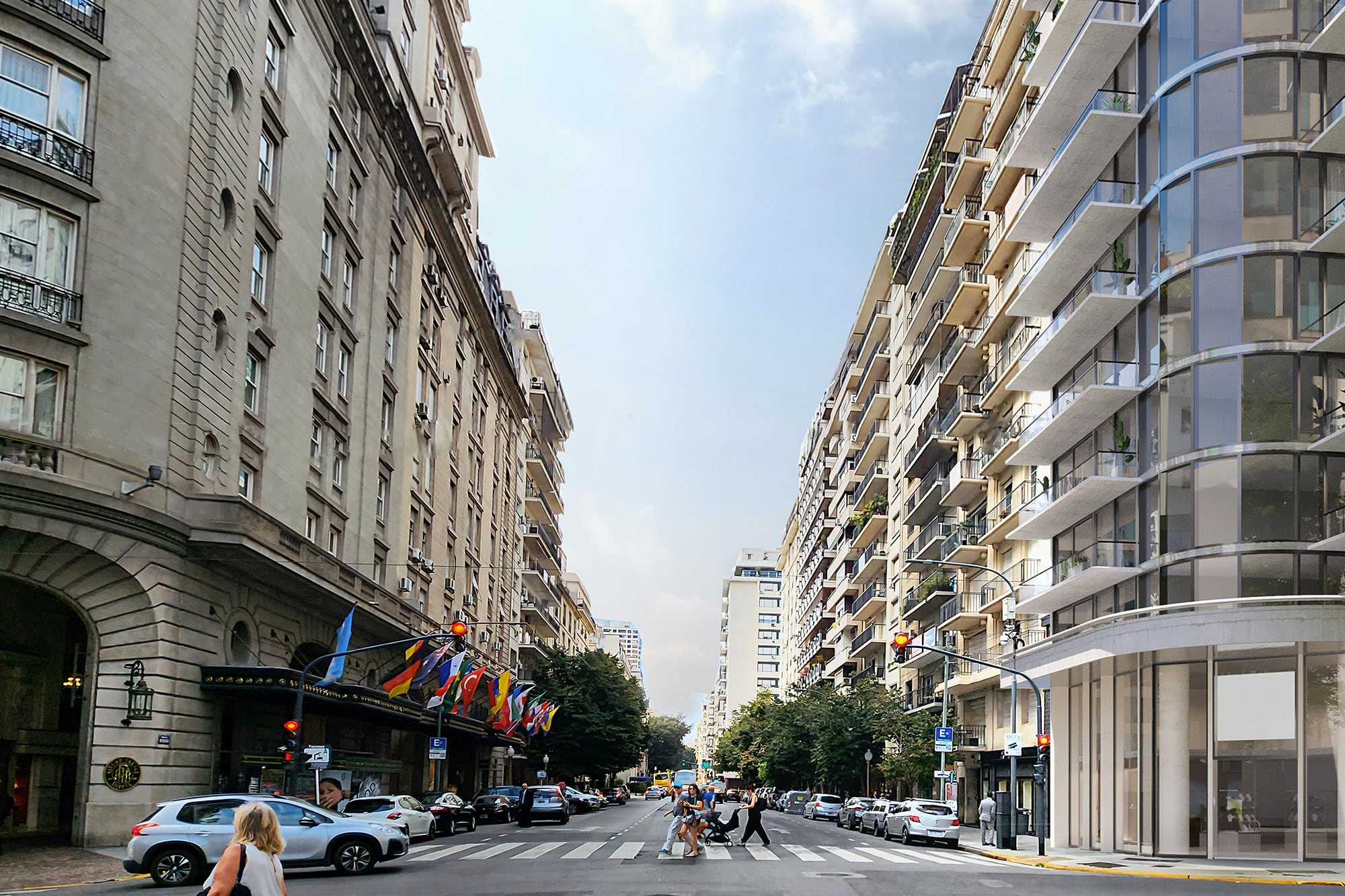 El nuevo edificio se encuentra en la esquina de Alvear y Ayacucho, frente al Hotel Alvear