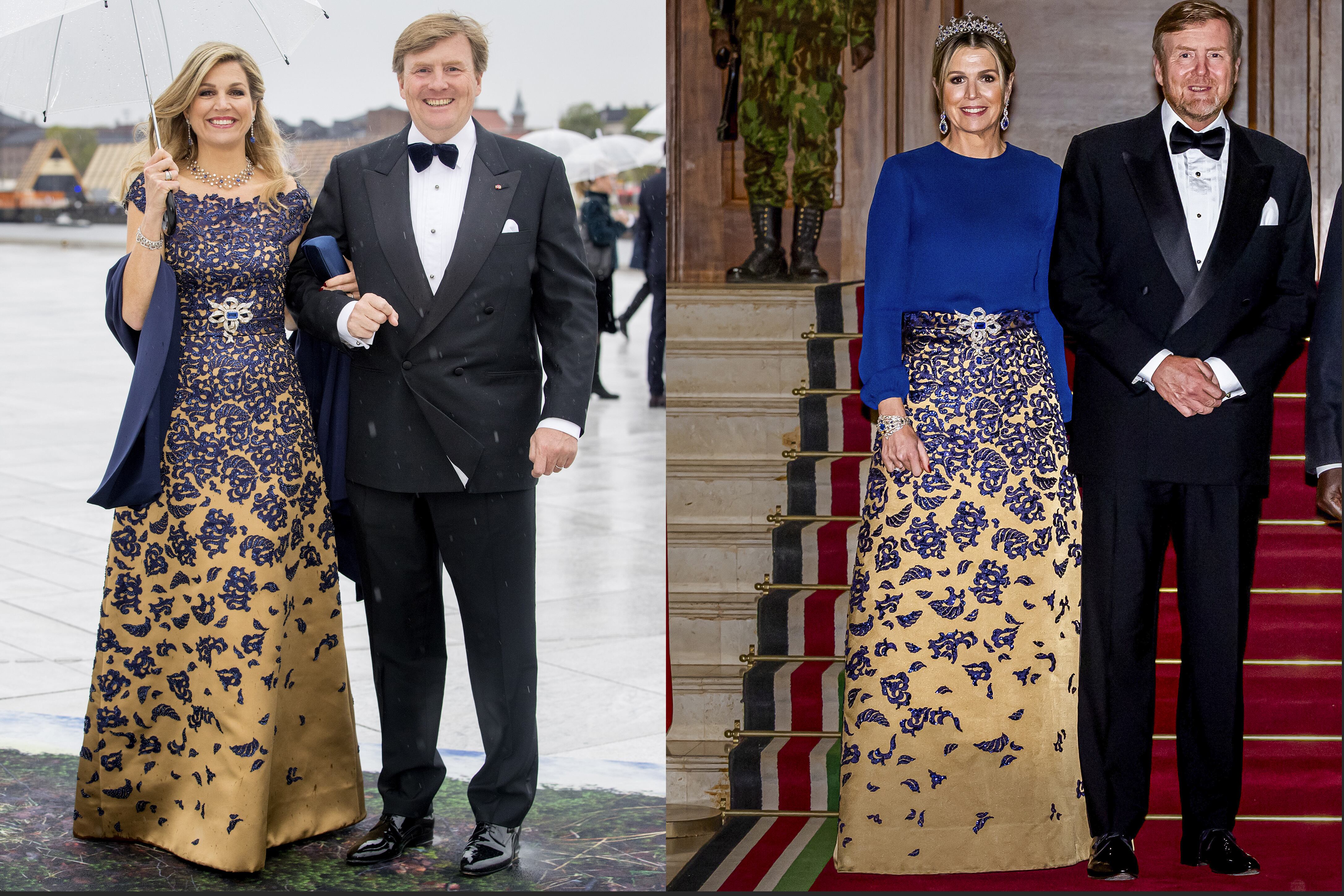 En marzo, en visita de Estado a Kenia, Máxima
recuperó la falda de satén de seda y encaje de guipure del diseñador danés Claes Iversen que también usó en 2017 en la fiesta por los 80 años de los reyes Harald y Sonia de Noruega.