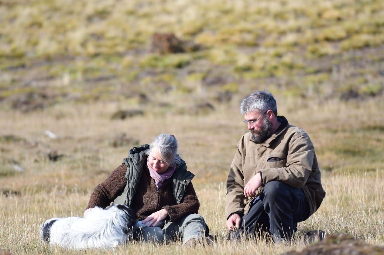 Cécile Paterson y Sebastián Cabeza se animaron criar sus propios perros protectores de ganado, Estancia Guazú Cué, junto a Mota, una de las madres reproductoras en el potrero