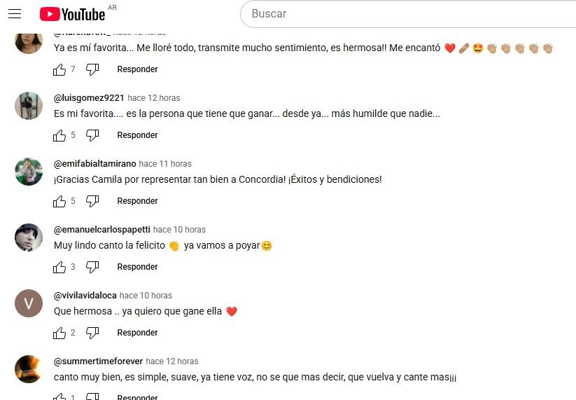 Algunos de los comentarios que plasmaron los usuarios en YouTube sobre la audición de Camila
