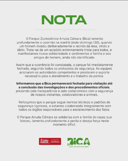 Comunicado de Parque Bica sobre el incidente en que un joven murió tras meterse en la jaula de una leona