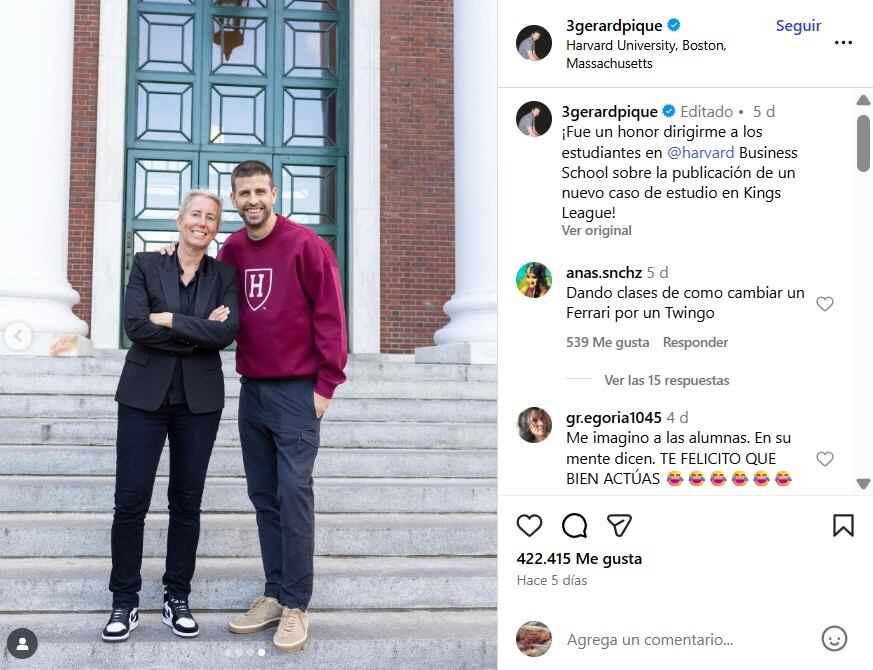 Gerard Piqué visitó la Universidad de Harvard