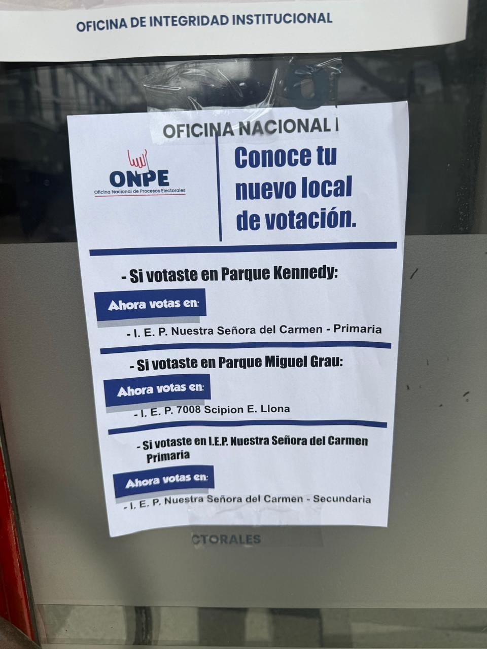 Indicación del ONPE
