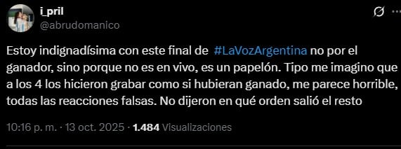 La reacción de los usuarios por el polémico final de La Voz Argentina