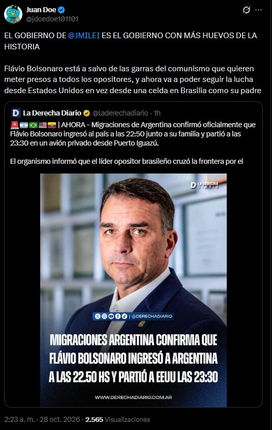 El posteo de Carreira