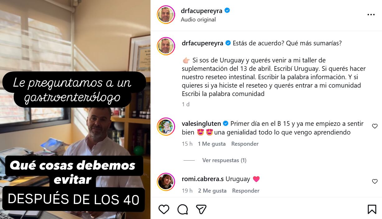 El consejo del gastroenterólogo para tener mejores hábitos después de los 40 años