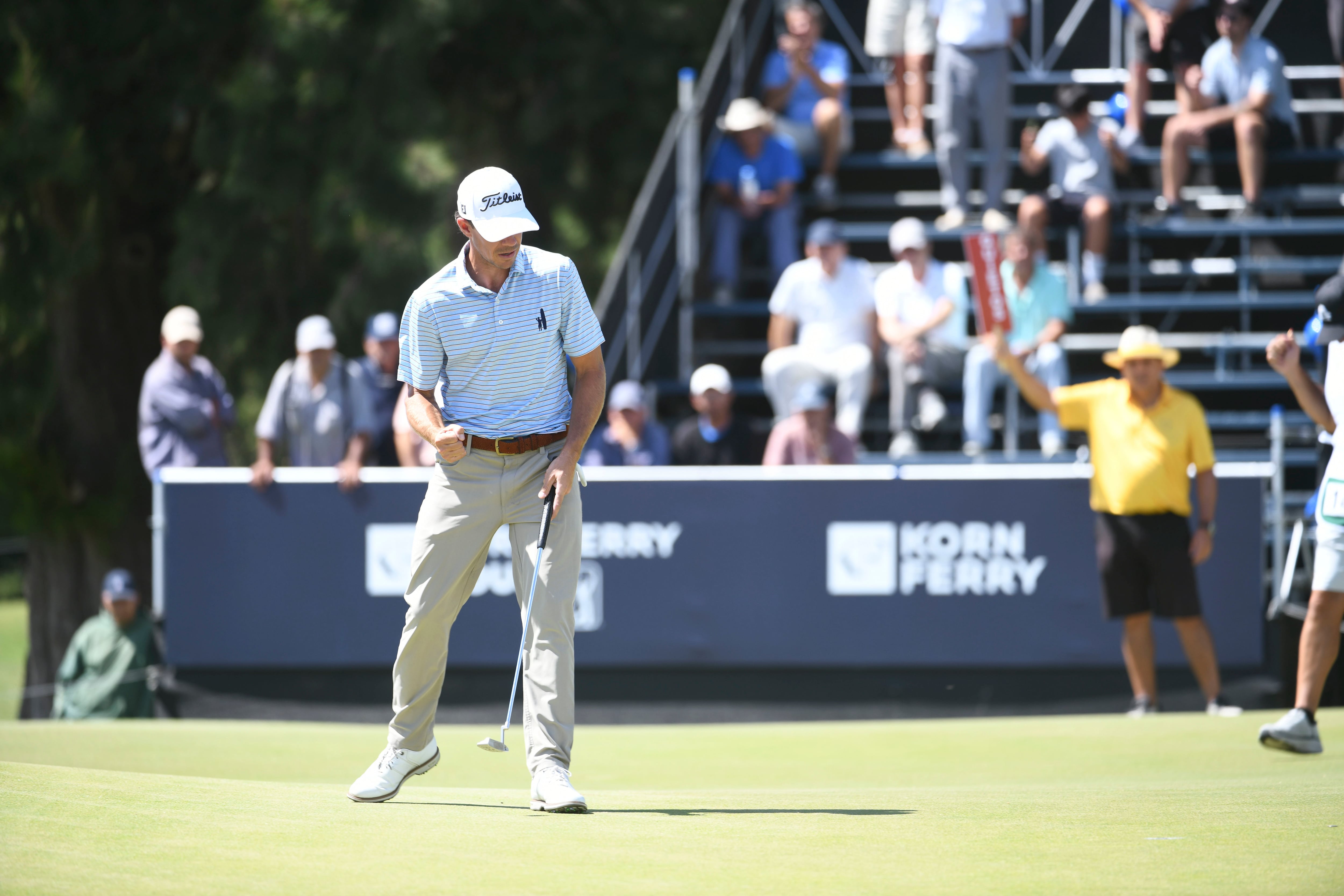 El festejo de Jorge Fernández Valdés, que brilló en la tercera vuelta del 119° VISA Open