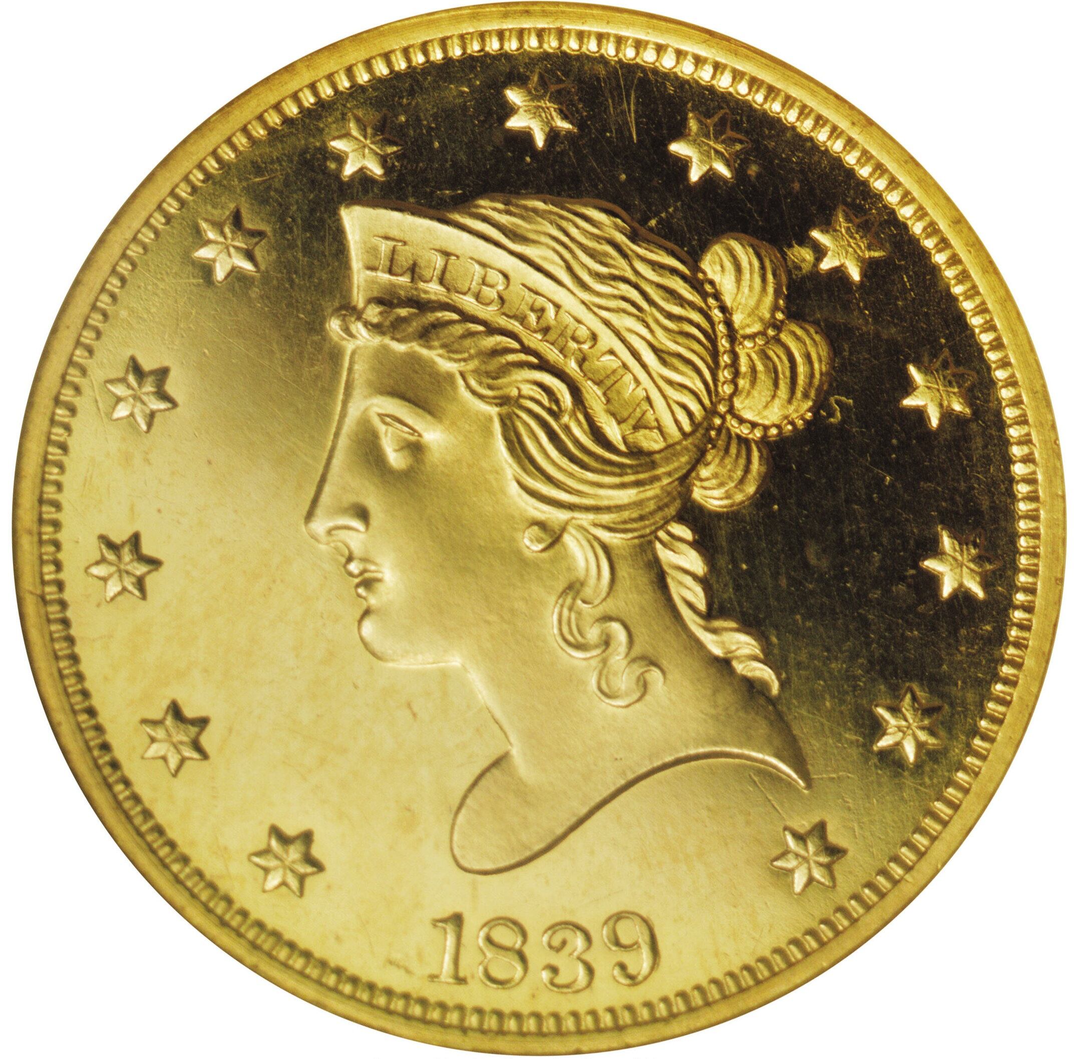 Lo distintivo de esta variante es la forma que toma el cabello de la Libertad sobre su oreja en el diseño