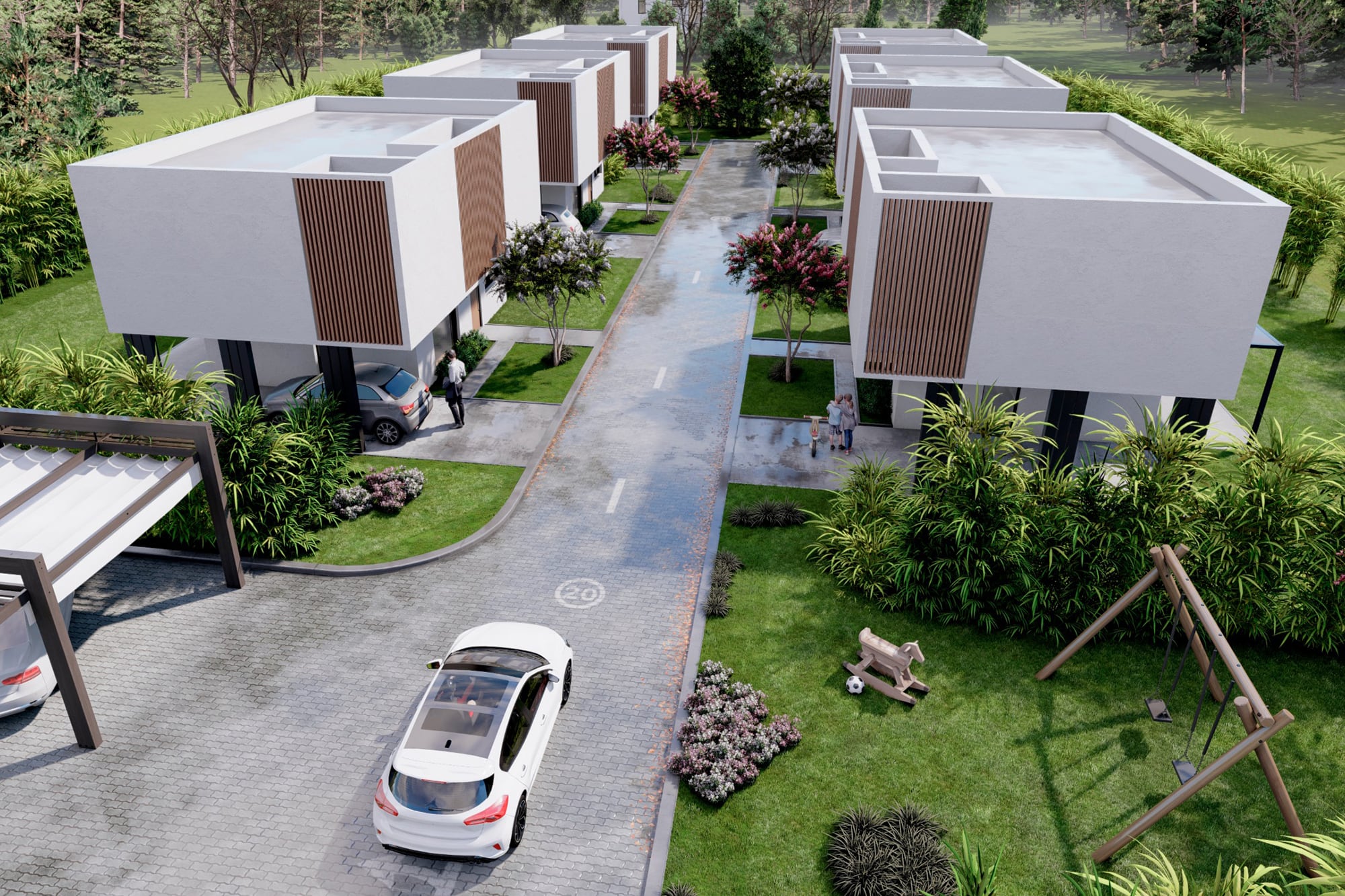 El complejo de townhouses Tacuará tiene una única tipología: 140 m2, divididos en cuatro ambientes