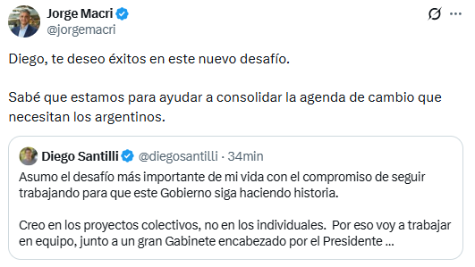 Jorge Macri le deseó éxitos a Santilli en su nuevo cargo