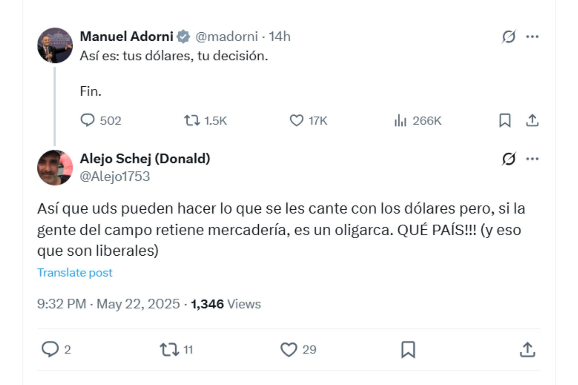Un productor de Salta también se sumó a la oleada de respuestas