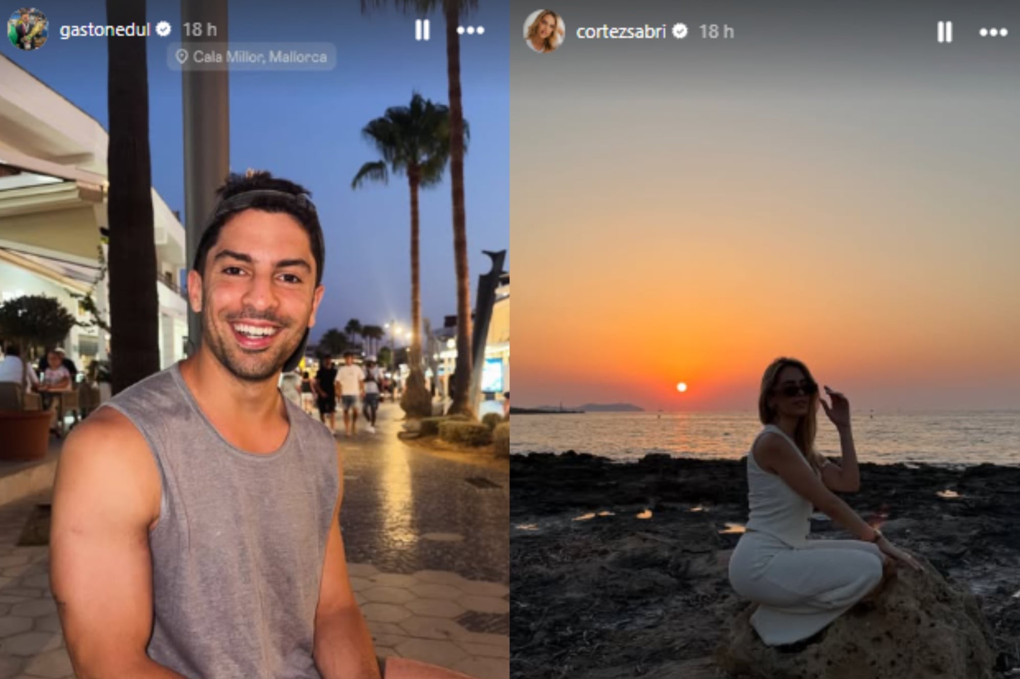 El periodista y la influencer están actualmente en España (Foto: Instagram @gastonedul / @cortezsabri)