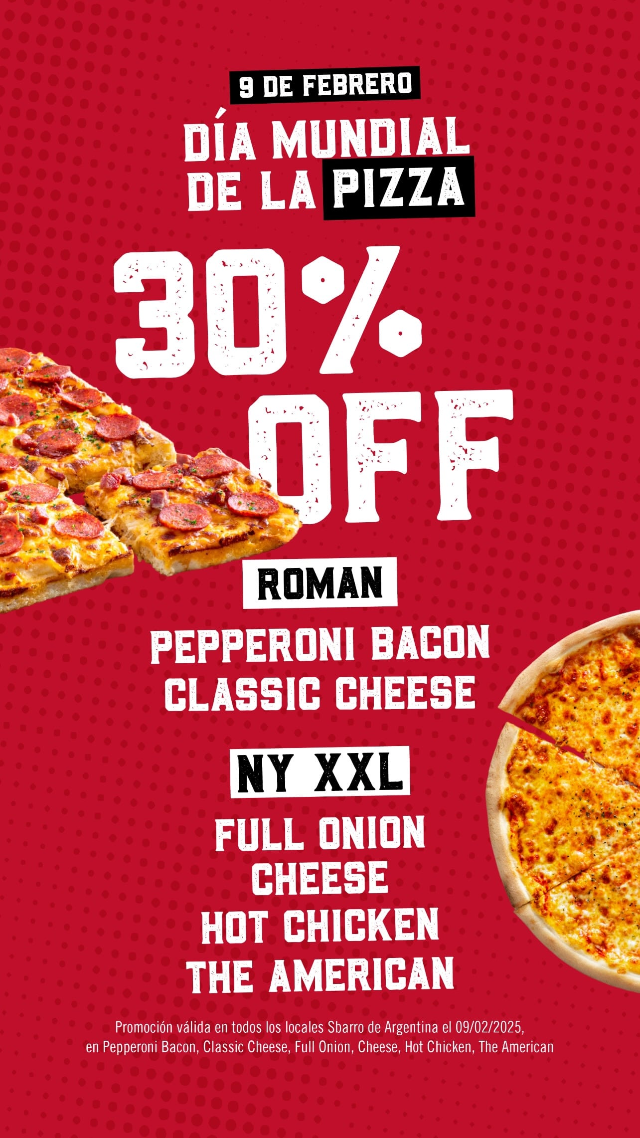 La promoción de Sbarro por el Día de la Pizza