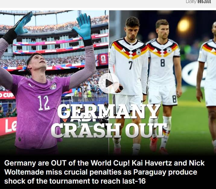 Qué dijeron los medios de otros países sobre la dura derrota de Alemania frente a Paraguay.