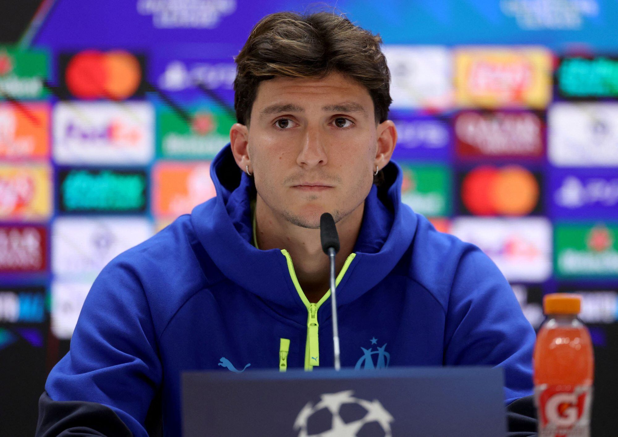 Leonardo Balerdi durante la conferencia de prensa hecha el día previo al partido