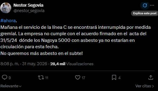 Paro de la línea C de subte: usuarios hacen largas filas para tomar colectivos.