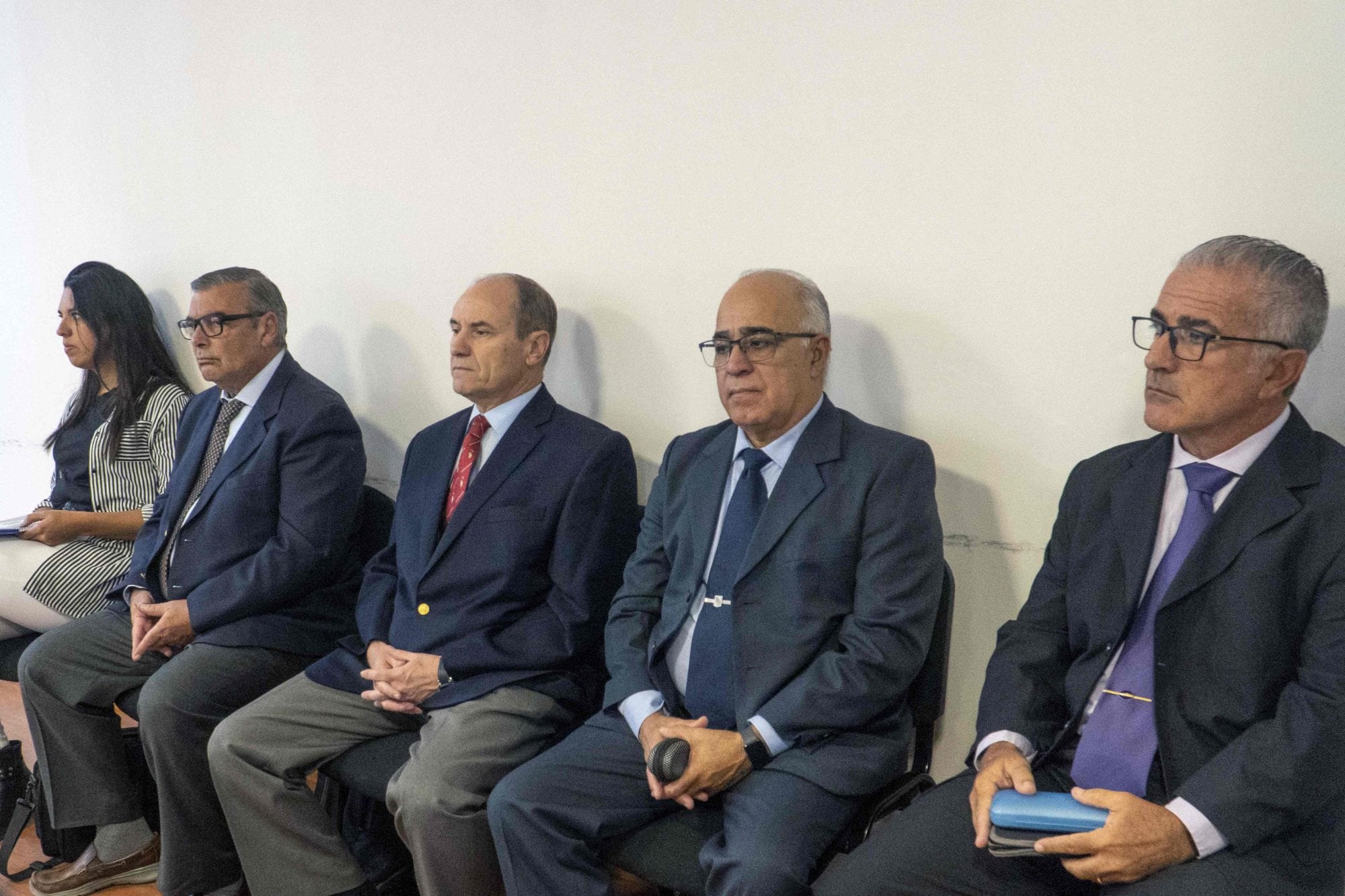 Los acusados Luis Enrique Lopez Mazzeo, Claudio Javier Villamide, Hector Alonso y Hugo Miguel Correa