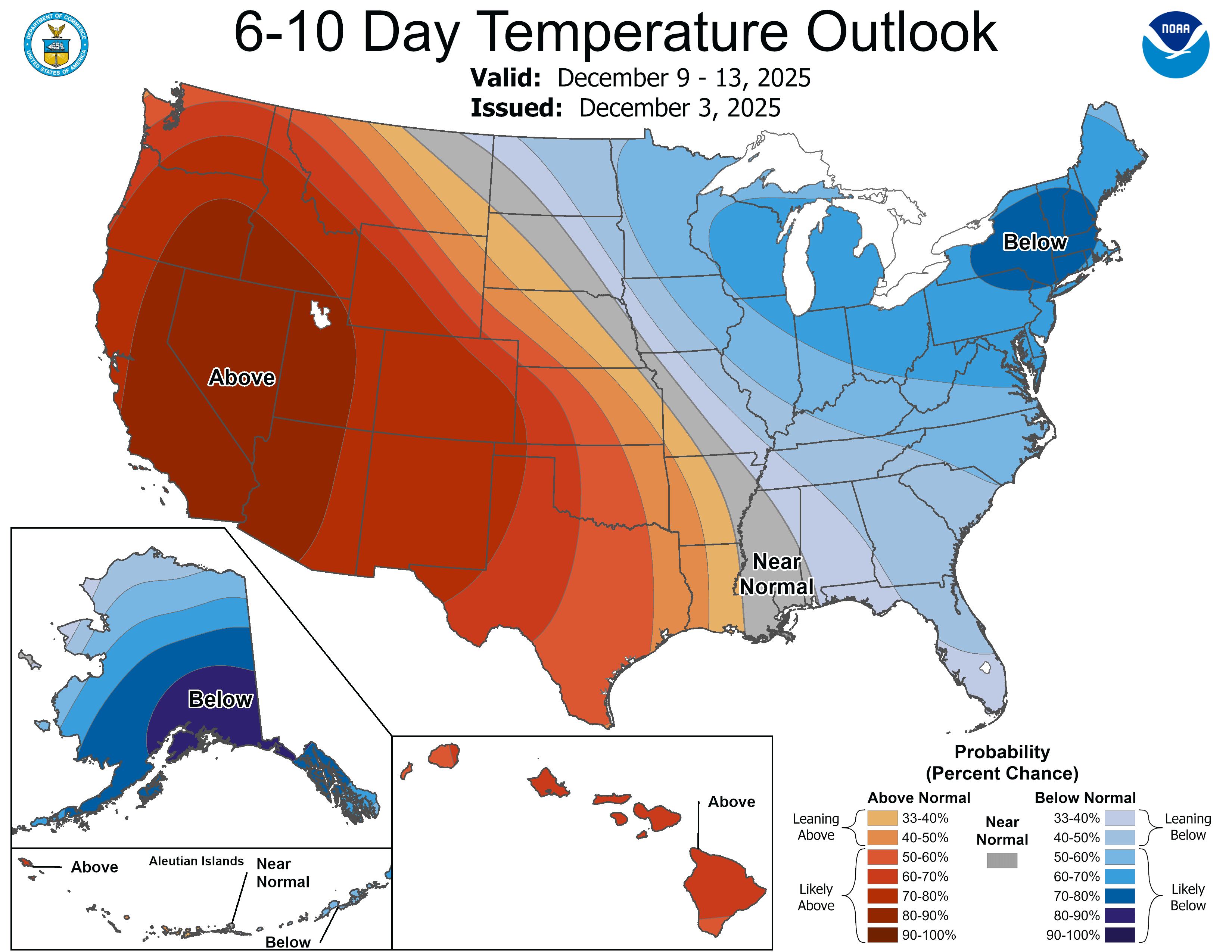 Mapa de temperaturas promedio proyectadas para los próximos 10 días