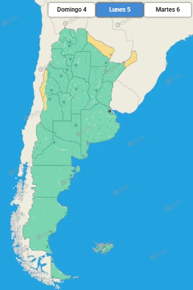 Las provincias bajo alerta durante este lunes 5