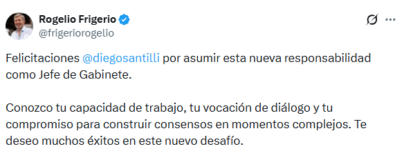 Frigerio destacó la capacidad de trabajo, la vocación de diálogo y el compromiso de Santilli