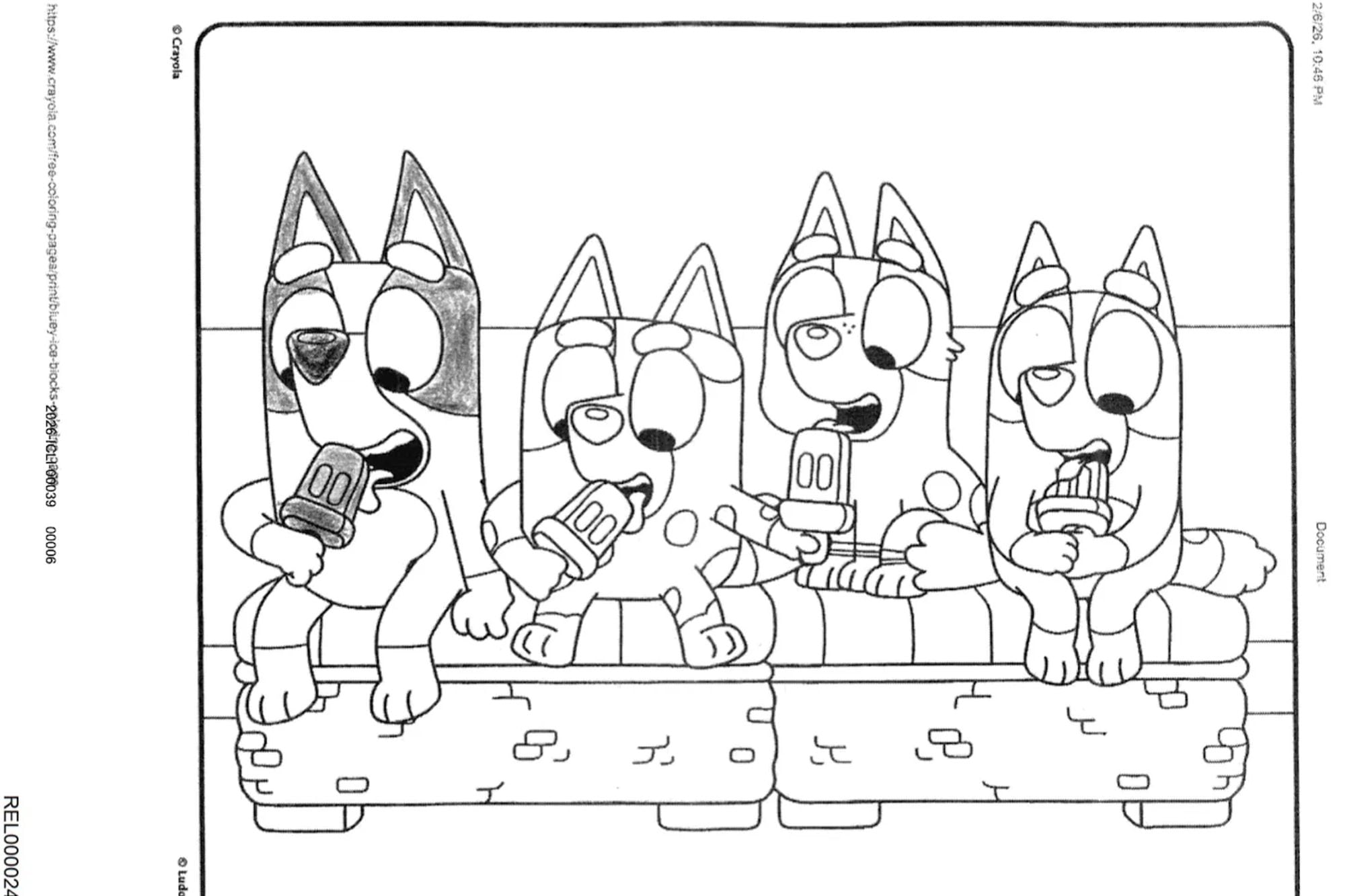 Un niño habría coloreado de manera parcial a uno de los personajes de Bluey