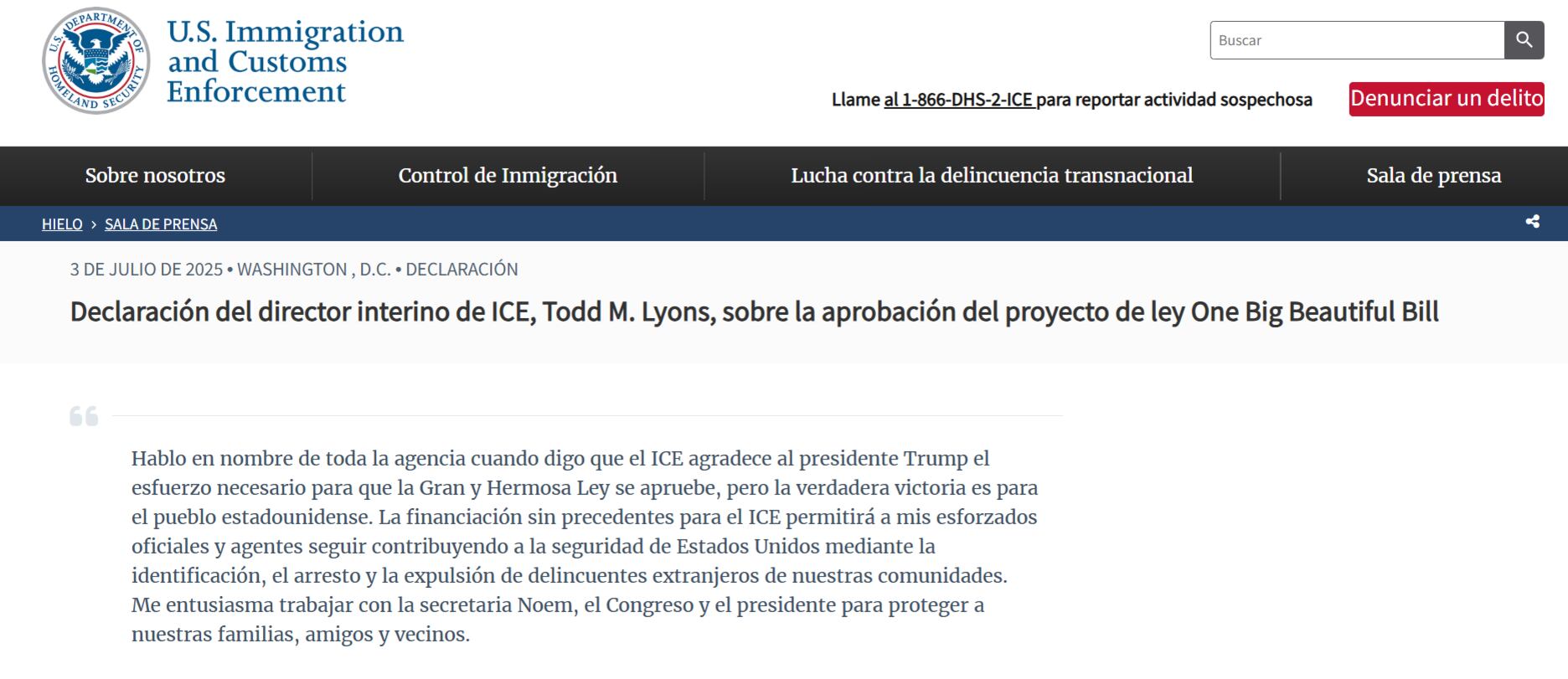 El comunicado del director hace alusión a los esfuerzos de Trump y el cómo se manejarán los nuevos recursos de la agencia