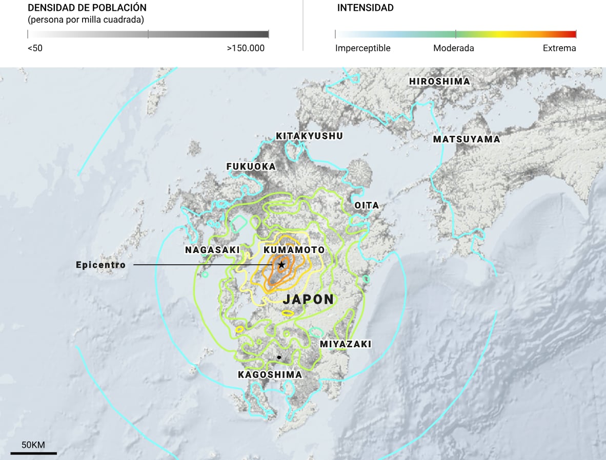 El lugar donde impactó el terremoto