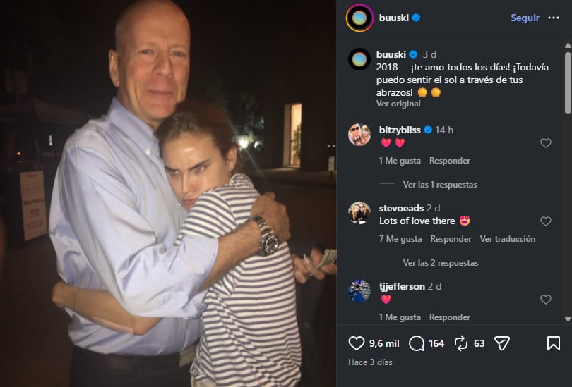 La reciente publicación de una de las hijas de Bruce Willlis en Instagram