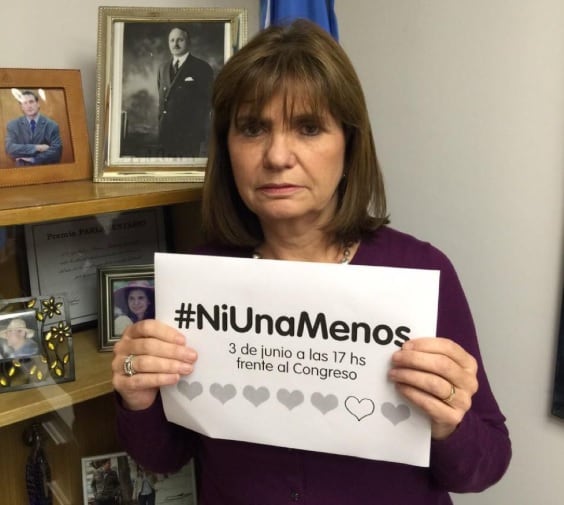 Bullrich, en 2015, antes de una marcha en el Congreso para reclamar medidas contra los femicidios