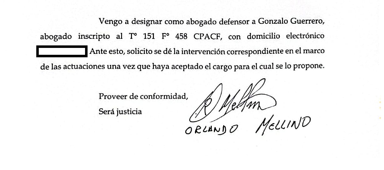 Mellino designó a Guerrero como abogado