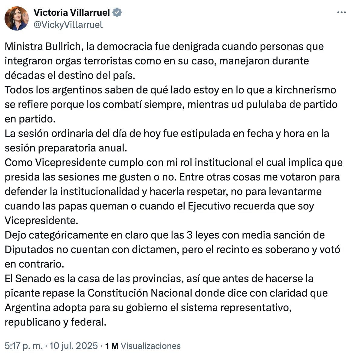 La respuesta de la vicepresidenta apuntó al pasado de la ministra