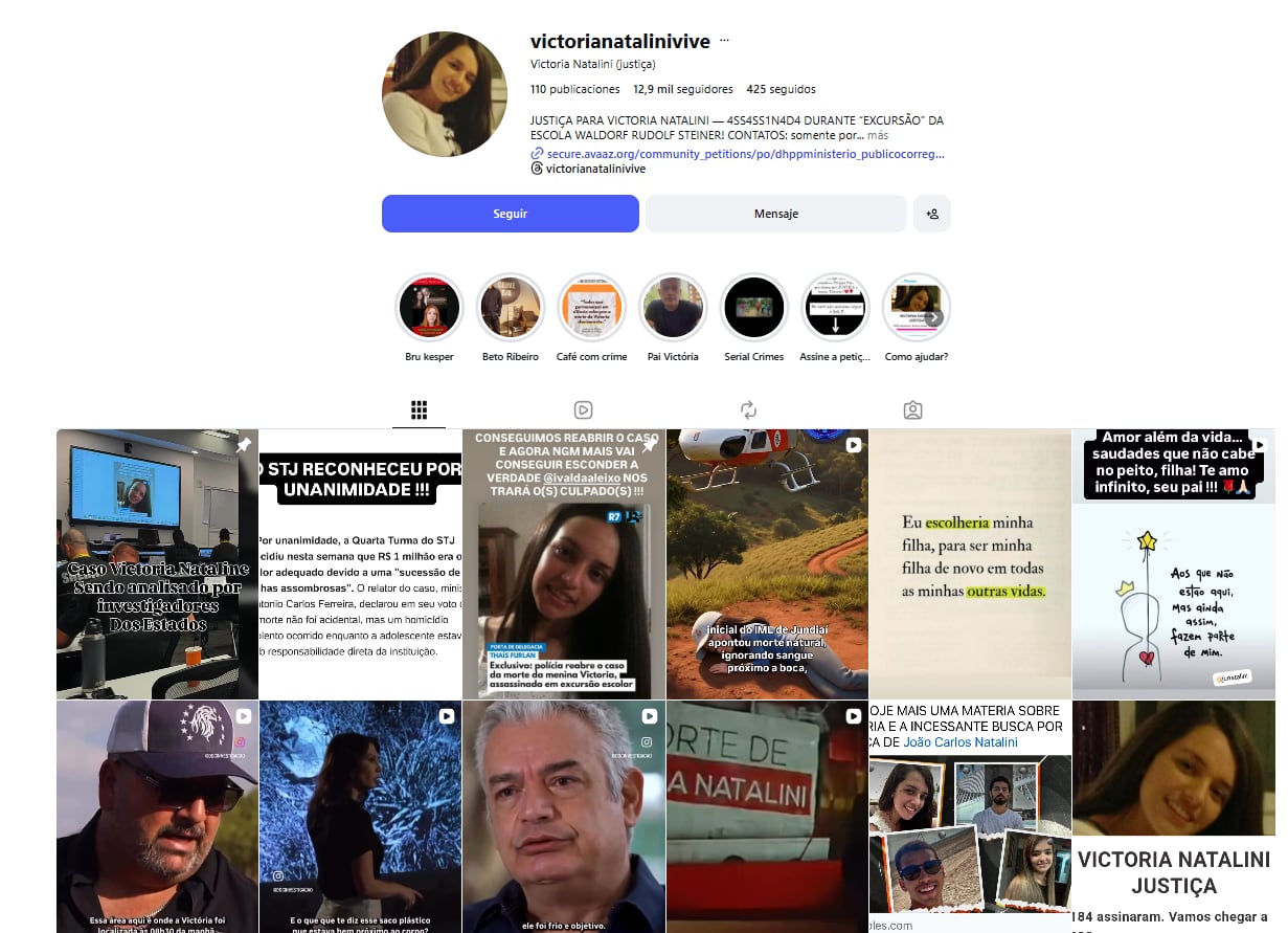 El Instagram donde aún reclama justicia y muestra todo lo que sucede con el caso