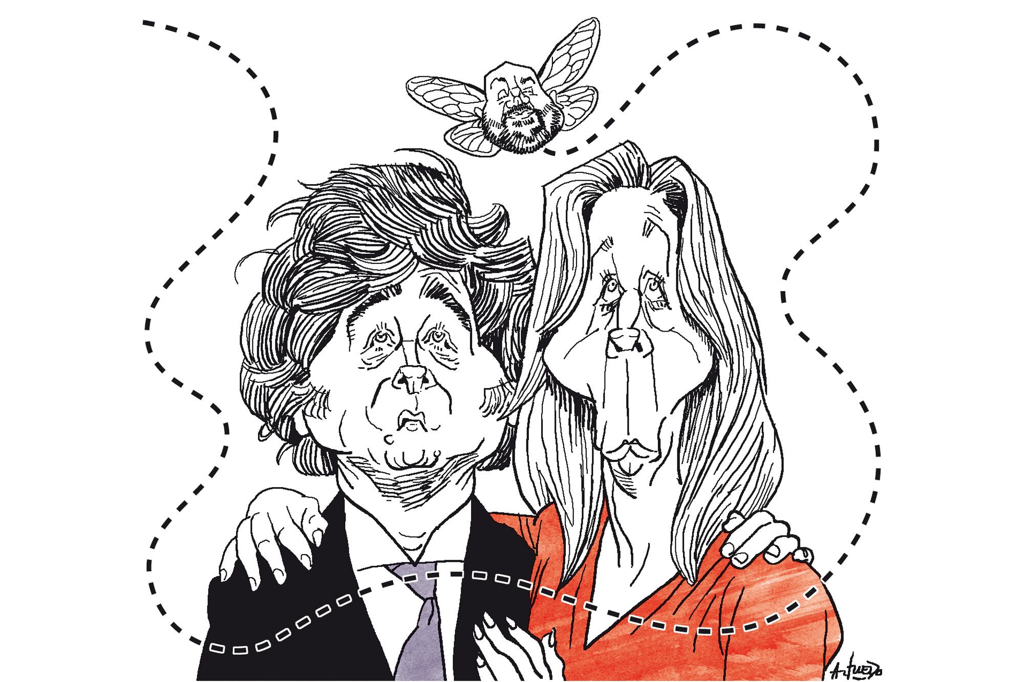 Javier Milei, Diego Spagnuolo y Karina Milei