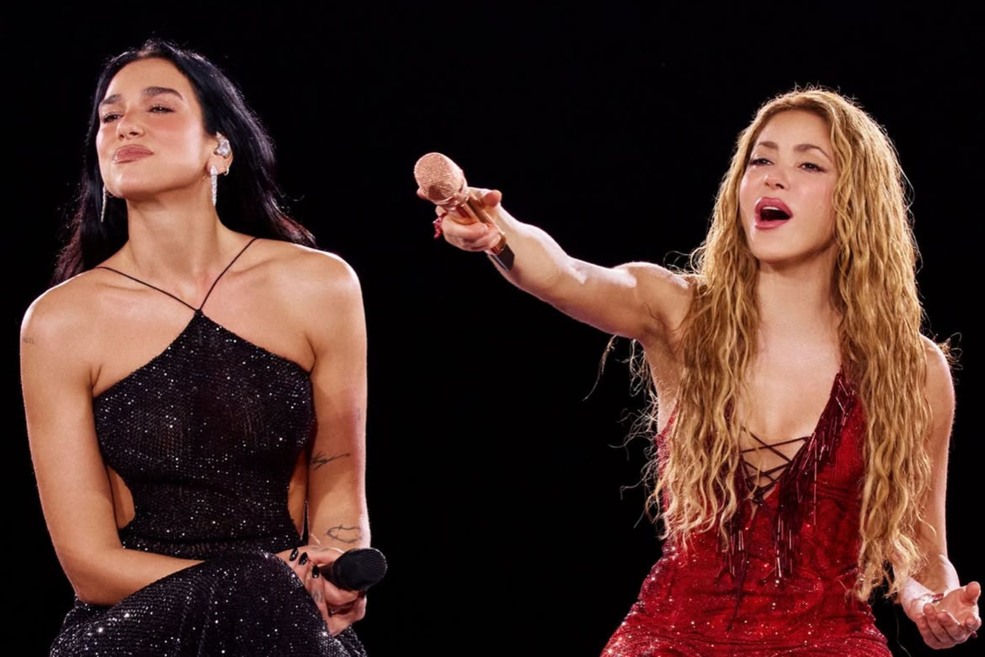 Dua Lipa irrumpió por sorpresa en el show de Shakira en Madrid y paralizó al público con una versión inédita de “Antología”